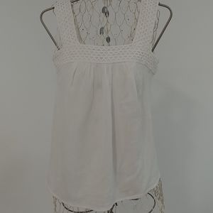 Old Navy gauzy white baby doll tank with lattice work